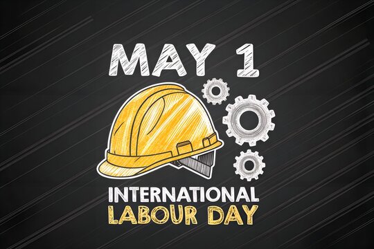 May 1 International Labour Day, Happy Labour Day Helmet, International Labor Day Greeting, Yellow Hard Hat Labour Day, May Day Workers Celebration