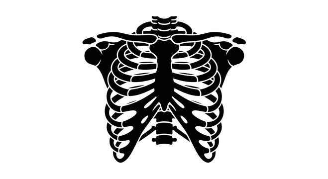 minimalist human ribcage skeleton anatomy vector illustration black white