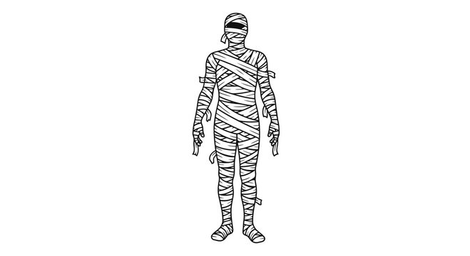 mummy zombie costume standing isolated on white background vector illustration