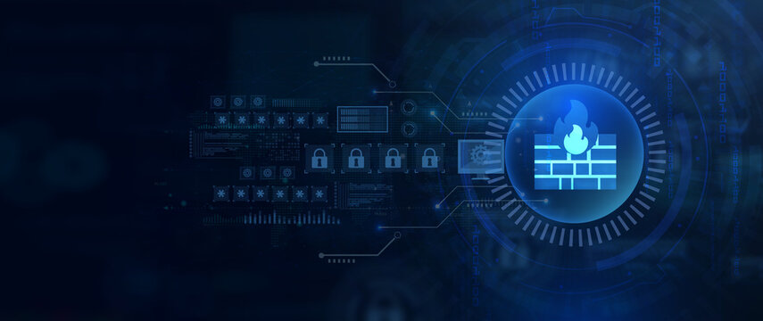 Futuristic digital interface showcasing cyber security elements and data protection measures in a high-tech environment.