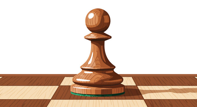 Wooden Chess Pawn on Board Strategy Vector Illustration