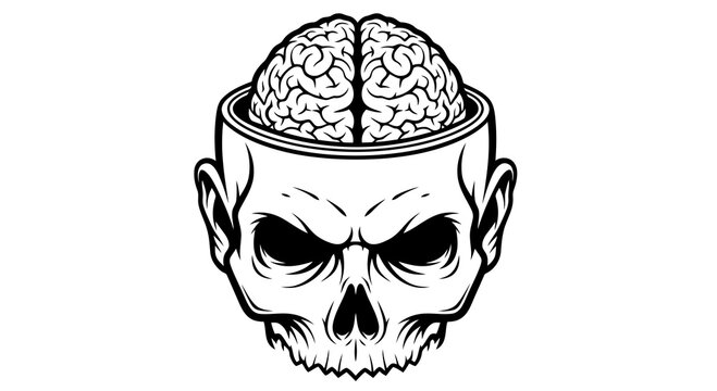 angry zombie brain character in pop art style vector illustration