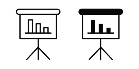 Fototapeta premium Presentation icon set vector symbol in black filled and stroke style