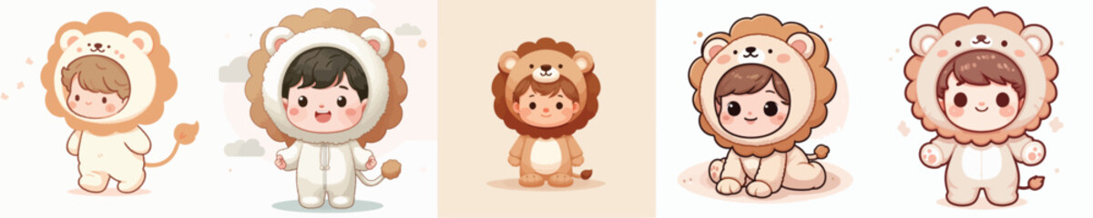 Fototapeta premium cute little boy in lion costume