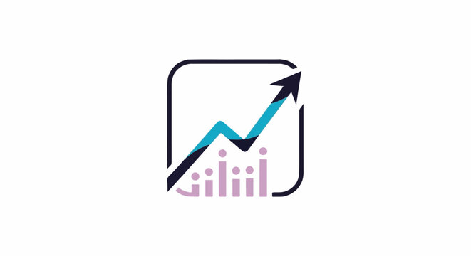Abstract graph with upward arrow and bar chart inside a rounded square