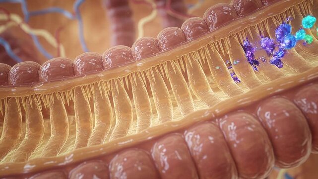 Cells process nutrients in the human intestinal wall in a detailed manner