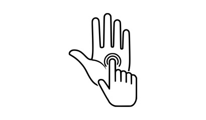Obraz premium A minimalist vector graphic of a hand touching a fingerprint icon