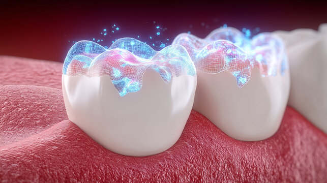 Top view dental illustration of incisal crown and periodontal tissue
