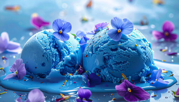 Celebrate the festive season with shiny Easter eggs and flowers in a silver basket on a blue background, blending seasonal holiday decor with a merry winter ornament aesthetic