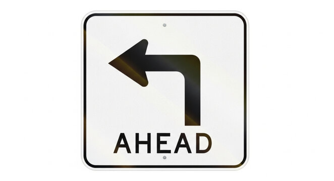 Road sign indicating a sharp left turn ahead.
