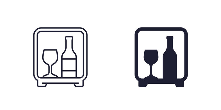minibar icons, mini fridge with alcohol line and solid design
