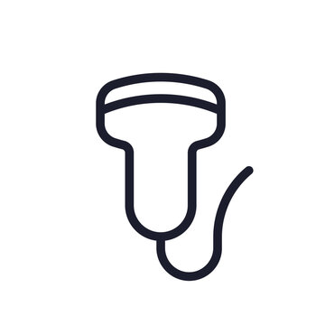 ultrasound icon, ultrasonography line pictogram on white