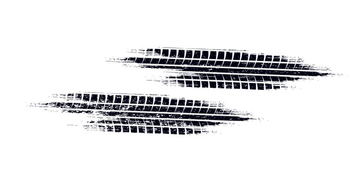 Black tire marks on road, Black rubber tire marks and tread marks, Tire trace track wheels texture and background, Auto tire tread grunge