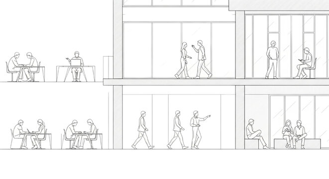 Illustrative vector set portraying diverse individuals engaged in focused study, creative drafting, and collaborative technical design work, emphasizing modern CAD principles and project development