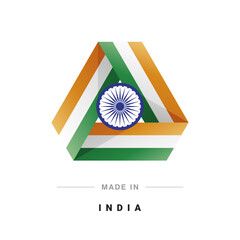 Made in India new 3D triangle flag ribbon logo label banner