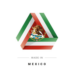 Made in Mexico new 3D triangle flag ribbon logo label banner