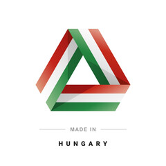 Made in Hungary new 3D triangle flag ribbon logo label banner