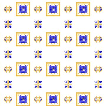 Seamless Pixel Geometric Pattern in Blue and Orange Retro Mosaic Style