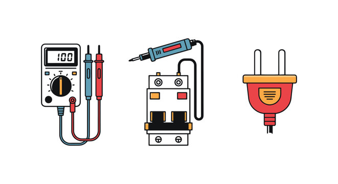 Electrical Testing Kit Line clean abstract colorful shapes vector