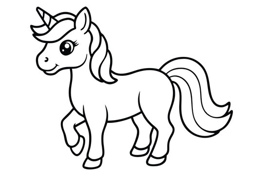 cute unicorn coloring pages silhouette line art vector illustration