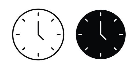 Time clock icon set vector symbol in black filled and stroke style © Vince