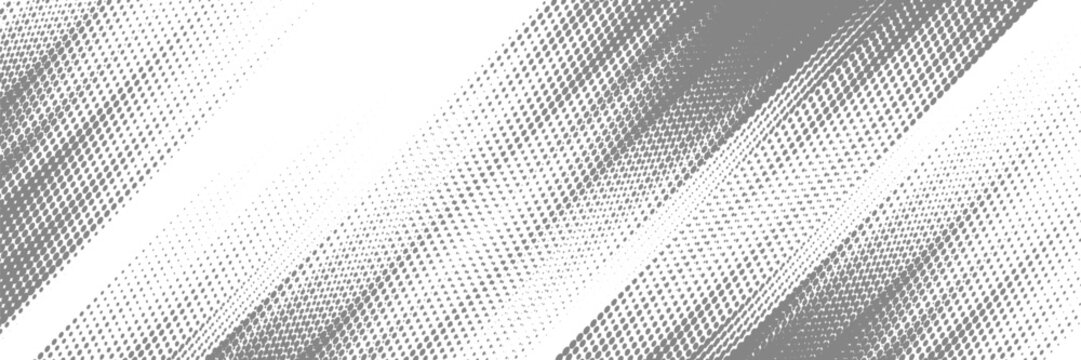 Grunge halftone gradient background. Faded grit noise texture. White and black sand wallpaper. Retro pixelated backdrop. Anime or manga style comic overlay. Vector graphic design textured template