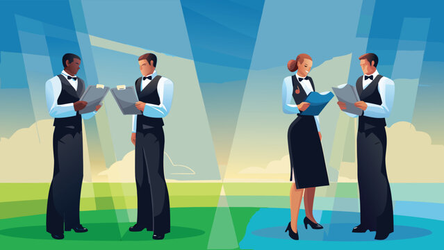Catering Staff Briefing Scene Vector Illustration