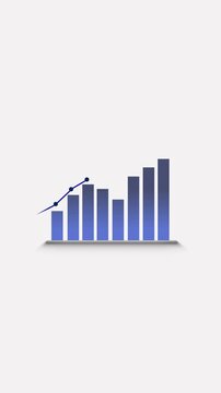 Bar chart animation with three values on axis minimal data design. Bar chart business analytics concept for financial visuals. Bar chart simple infographic motion background.
