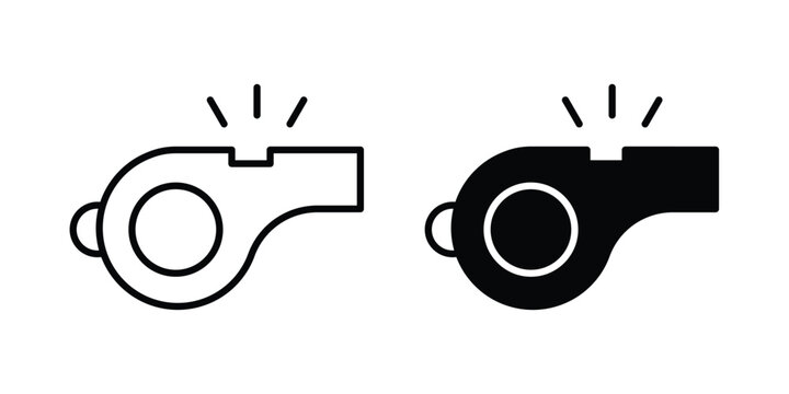 Whistle icon set vector symbol in black filled and stroke style