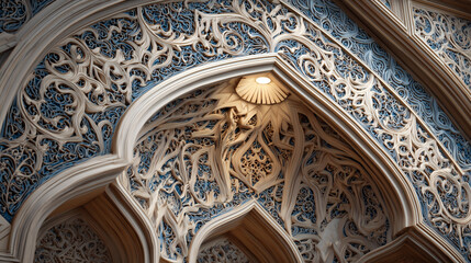 Obraz premium Intricate Gothic Arch and Ornamental Filigree Architecture