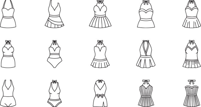 Black and white of diverse women in various dresses and poses fashion