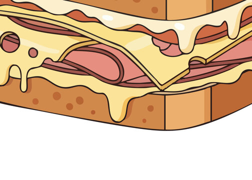 A delicious ham and cheese sandwich.