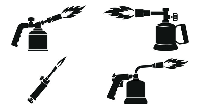 Black and white illustration of various flame thrower designs