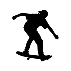 Fototapeta premium Black vector illustration of a silhouette snowboarder athlete jumping in a sports competition alongside people performing soccer, karate, and football outline art