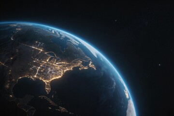 Obraz premium Earth from space at night