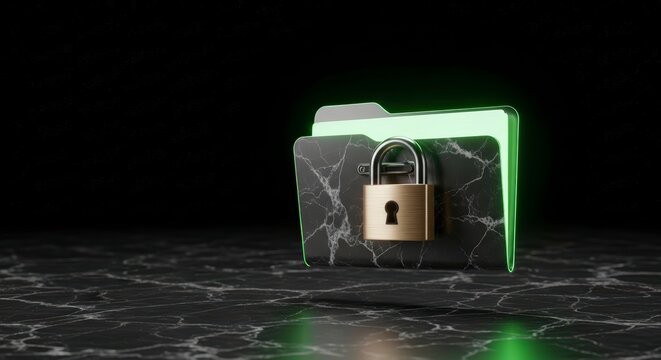 Secure folder with locked padlock protection.