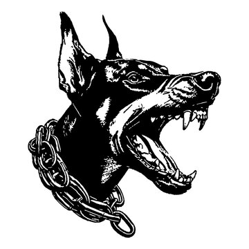 angry doberman head tattoo