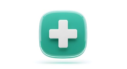 Obraz premium A teal medical icon with a white cross on a plain background