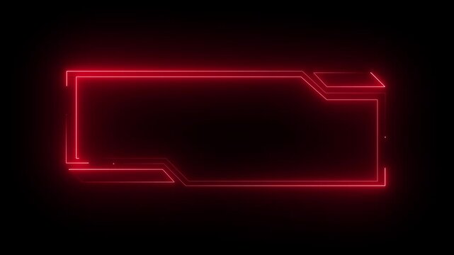 Neon rectangular frames with shining effects on Black background. Square box with neon lines. neon box pattern. neon digital hud lights wiggle on black background. 4k animation video...
