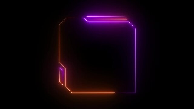 neon rectangular frames with shining effects on dark background. Square box with bright neon lines. neon box pattern. neon pink lights wiggle on black background.4k video.