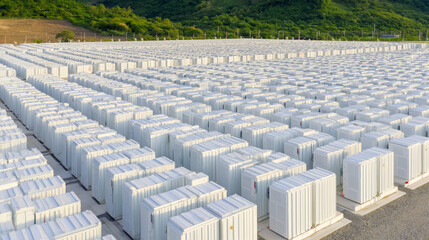 Fototapeta premium Utility-Scale Battery Storage Systems in Renewable Energy: A Sustainable Power Grid Solution for Future Energy Independence