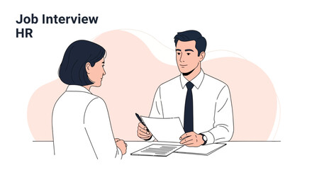 Fototapeta premium Job Interview HR: Candidate and Recruiter Discussing Career Opportunities