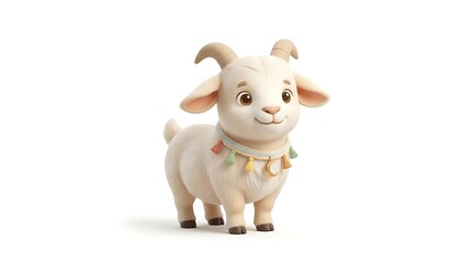 Fototapeta premium Cartoon goat illustration on a white background cheerful animal concept design
