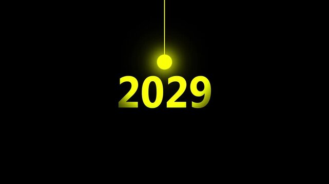 yellow Idea Lighting Up 2029 &ndash; Futuristic New Year Concept Symbolizing Innovation, Hope, Strategy and Forward Thinking Success,4k animation video