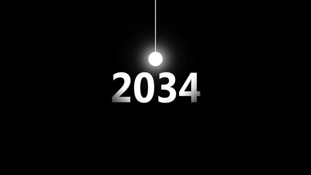 white Idea Lighting Up 2034 &ndash; Futuristic New Year Concept Symbolizing Innovation, Hope, Strategy and Forward Thinking Success,4k animation video