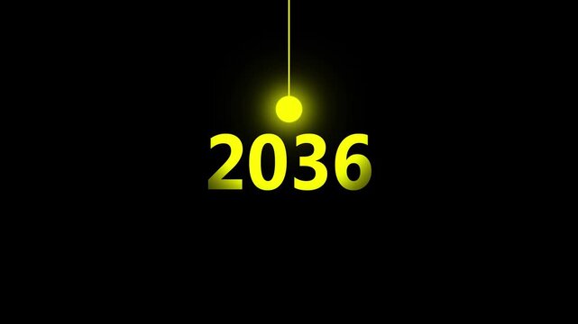 yellow Idea Lighting Up 2036 &ndash; Futuristic New Year Concept Symbolizing Innovation, Hope, Strategy and Forward Thinking Success,4k animation video