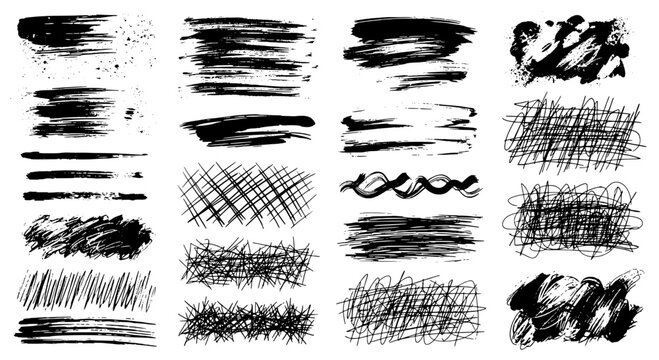 Graph lines doodle bundle with rough scribble strokes, hatch marks, and swirl accents for design backgrounds