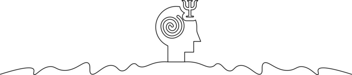 A minimalist line drawing of a human head with a snail on top, symbolizing creativity and mental growth. © Safdarali