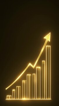 Glowing Gold Rising Graph Lines on Dark Background &mdash; Business Growth Chart