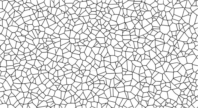 Seamless abstract chaotic mosaic pattern with irregular line tessellation vector pavement texture